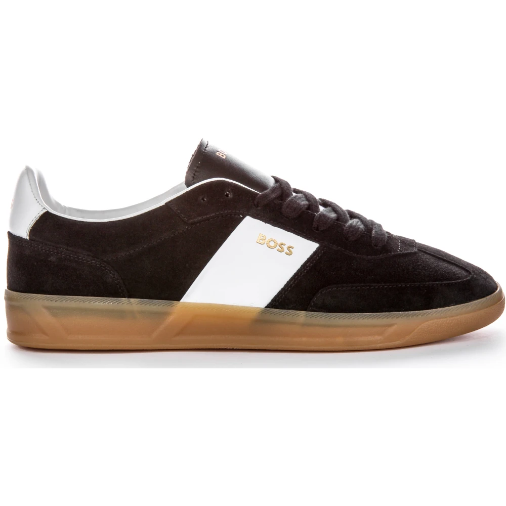 Hugo Men's Black Sneakers, 7 Uk, White Suede Tennis Shoes