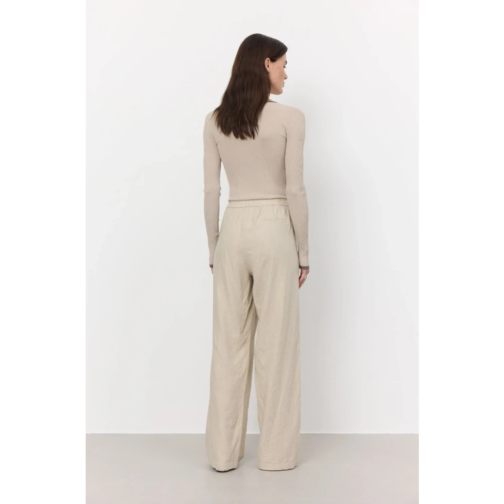 Levete Room Beige Linnen Loszittende Broek Beige Dames