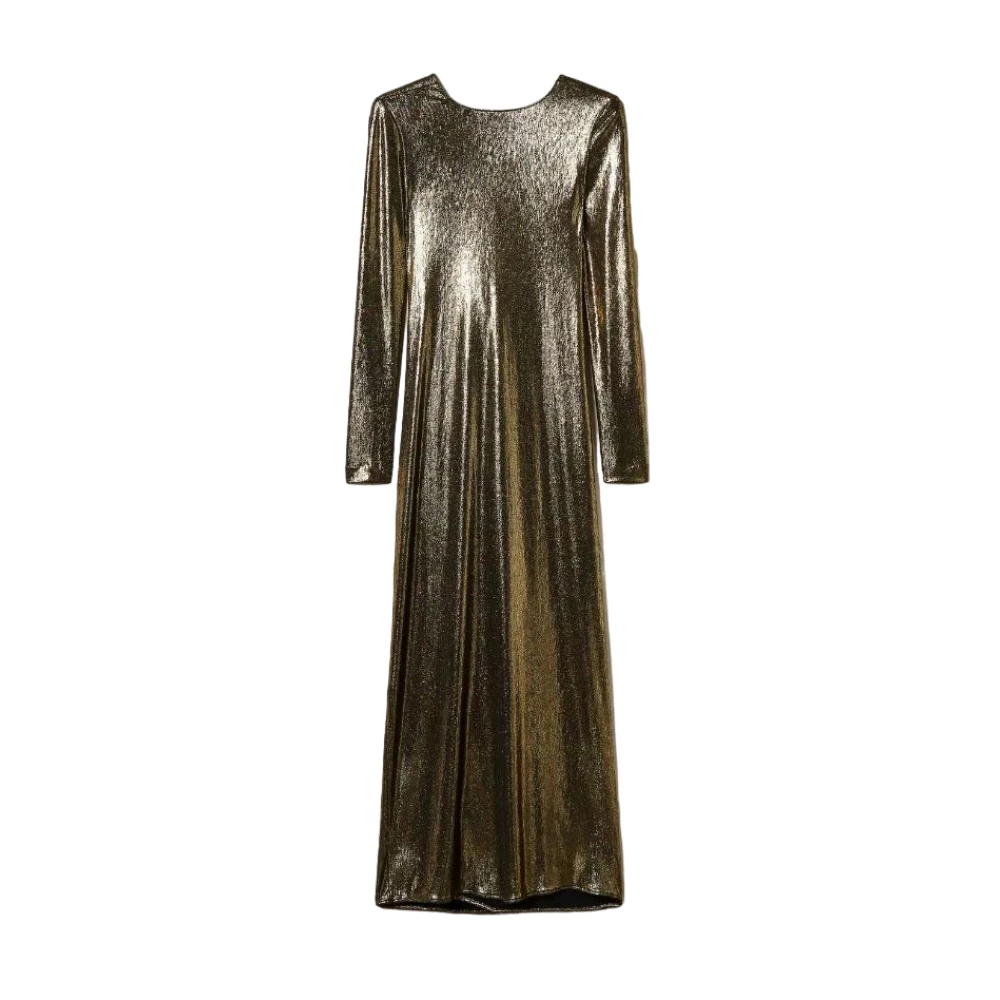 Twinset Gouden Folie Effect Jurk Yellow Dames