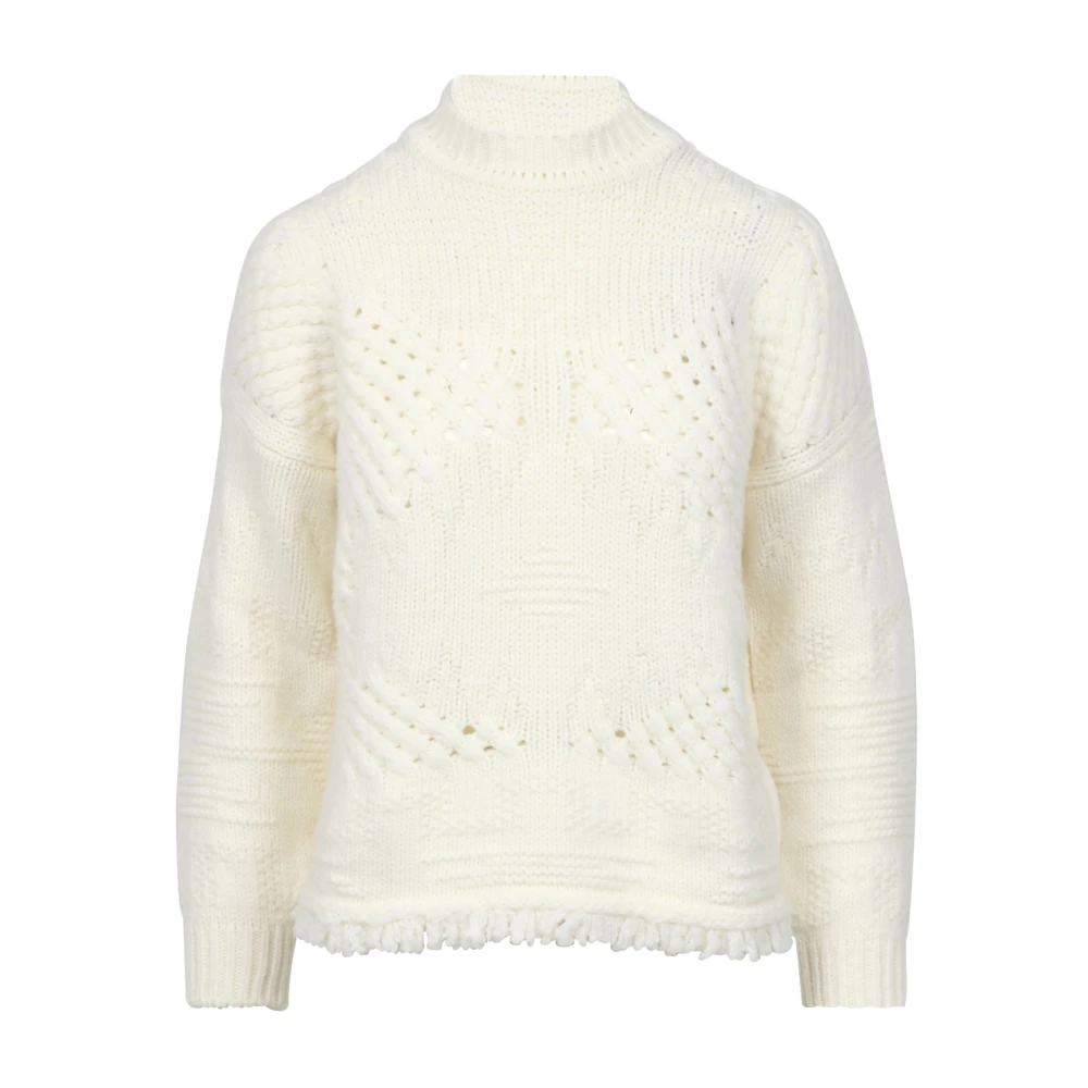 Roy Roger's Witte Opengebreide Trui White Dames