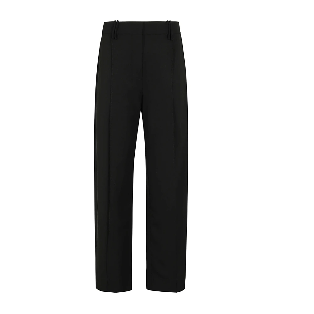 Ganni Relaxed Geplooide Broek in Licht Twill Black Dames