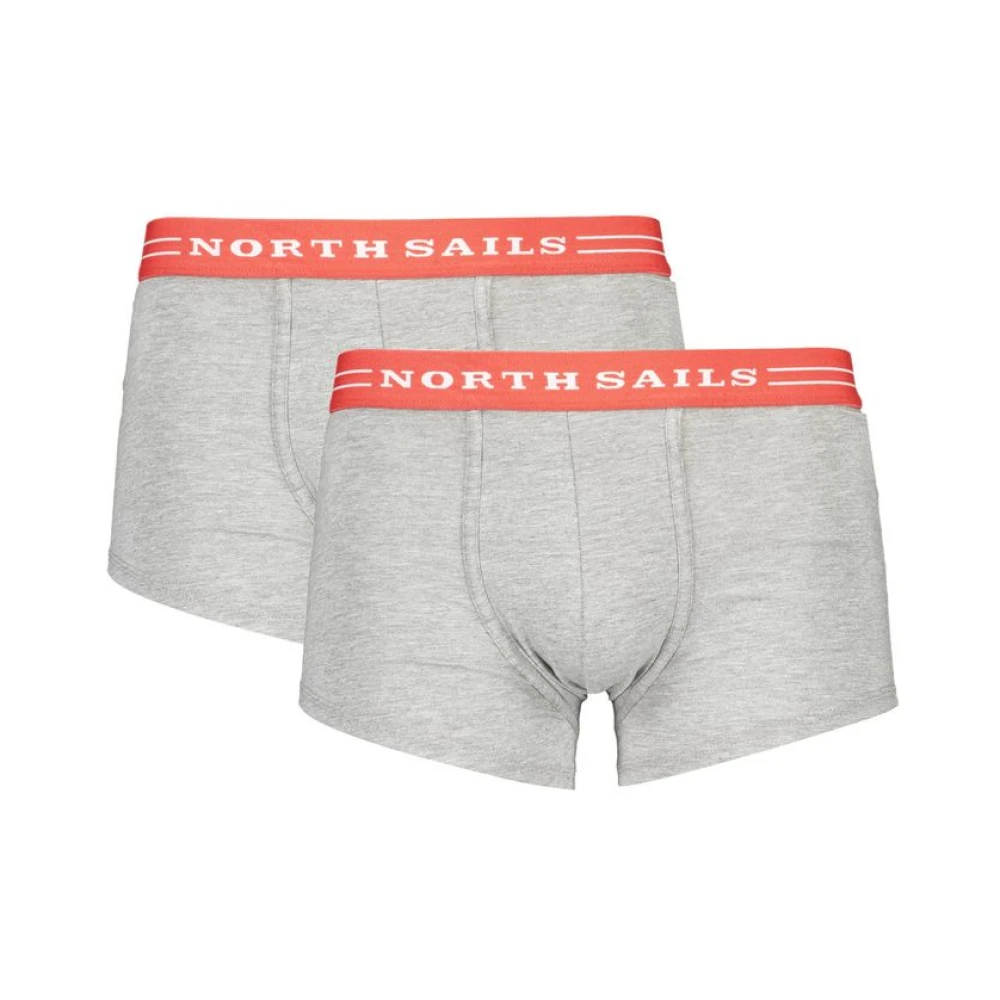 North Sails Katoenen Boxershorts 2-Pack Logo Tailleband Gray Heren