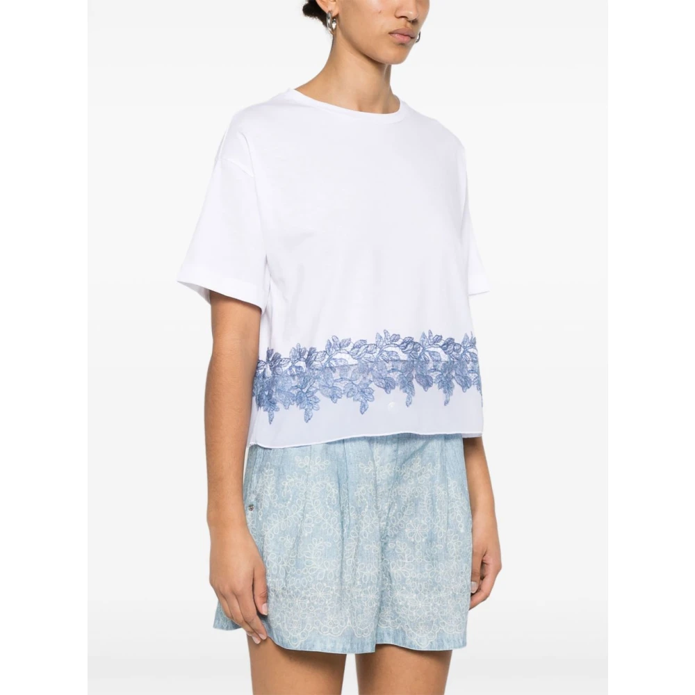 Ermanno Scervino Doorschijnende Panel Crew Neck T-shirt White Dames