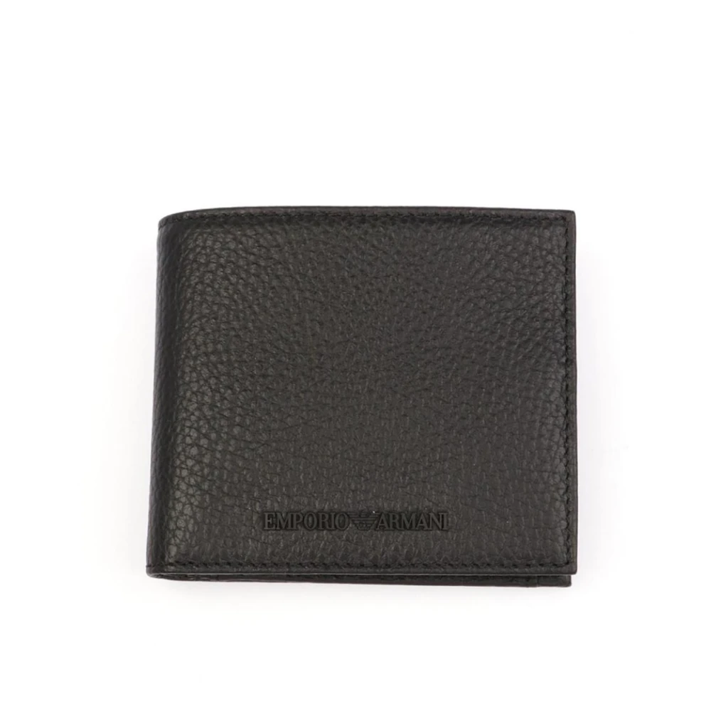 Emporio Armani Herr Svart Accessoarer One Size, Läder, Läderplånbok Och Kortfodral