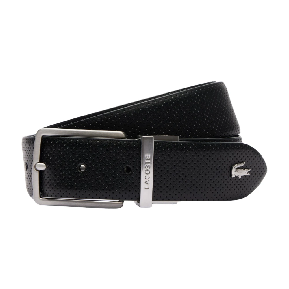 Lacoste Men's Black Reversible Leather Belt Elegant Model - Belts - 120 Cm - Accessories