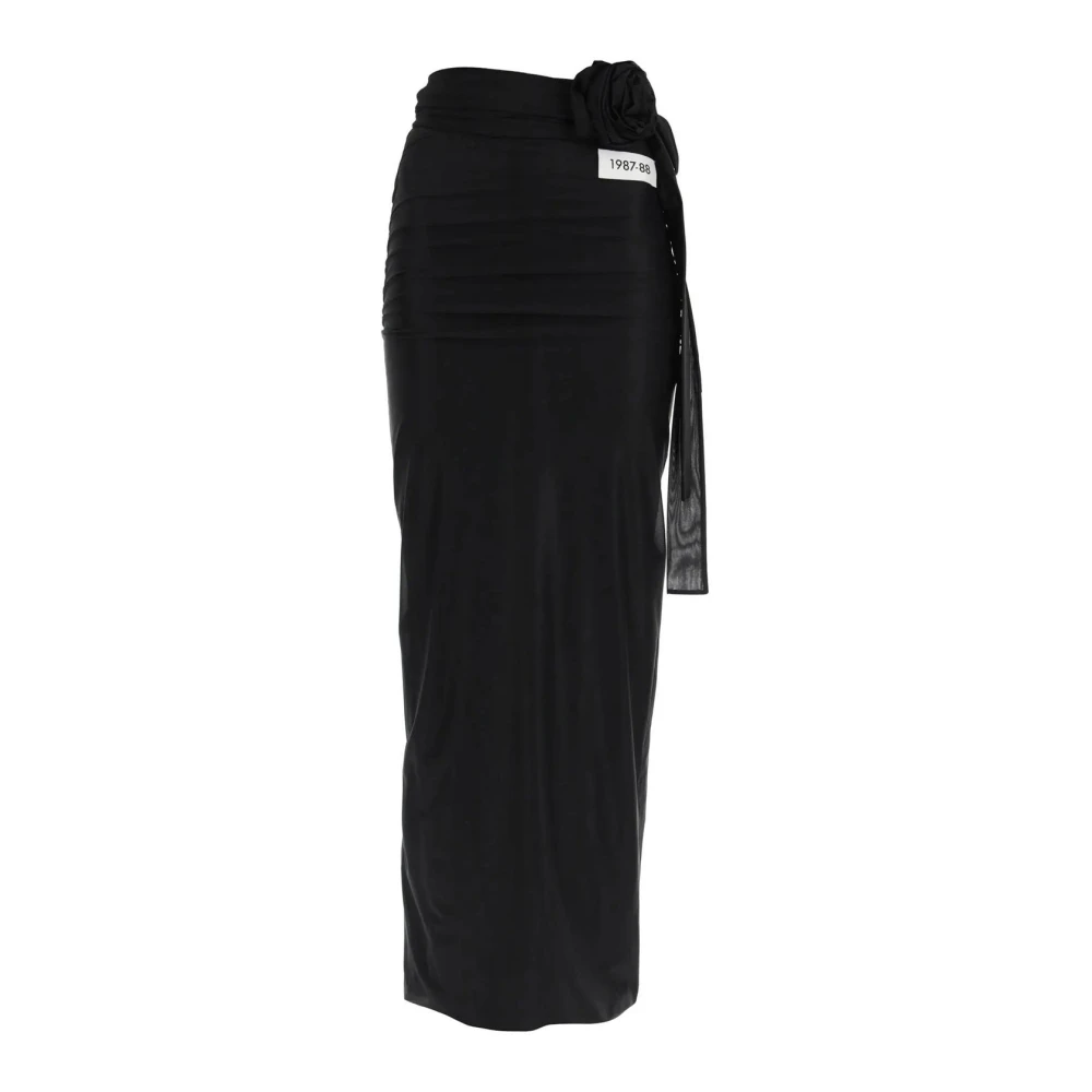 Dolce & Gabbana Women's Black Maxi Skirt With Flower Appliqué