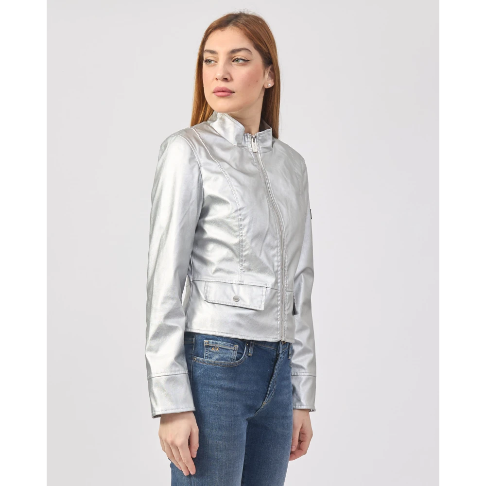 YES ZEE Gouden Kort Jack met Logo Gray Dames