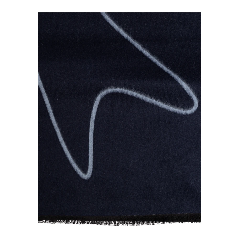 Giorgio Armani Wollen sjaal met logo Blue Heren