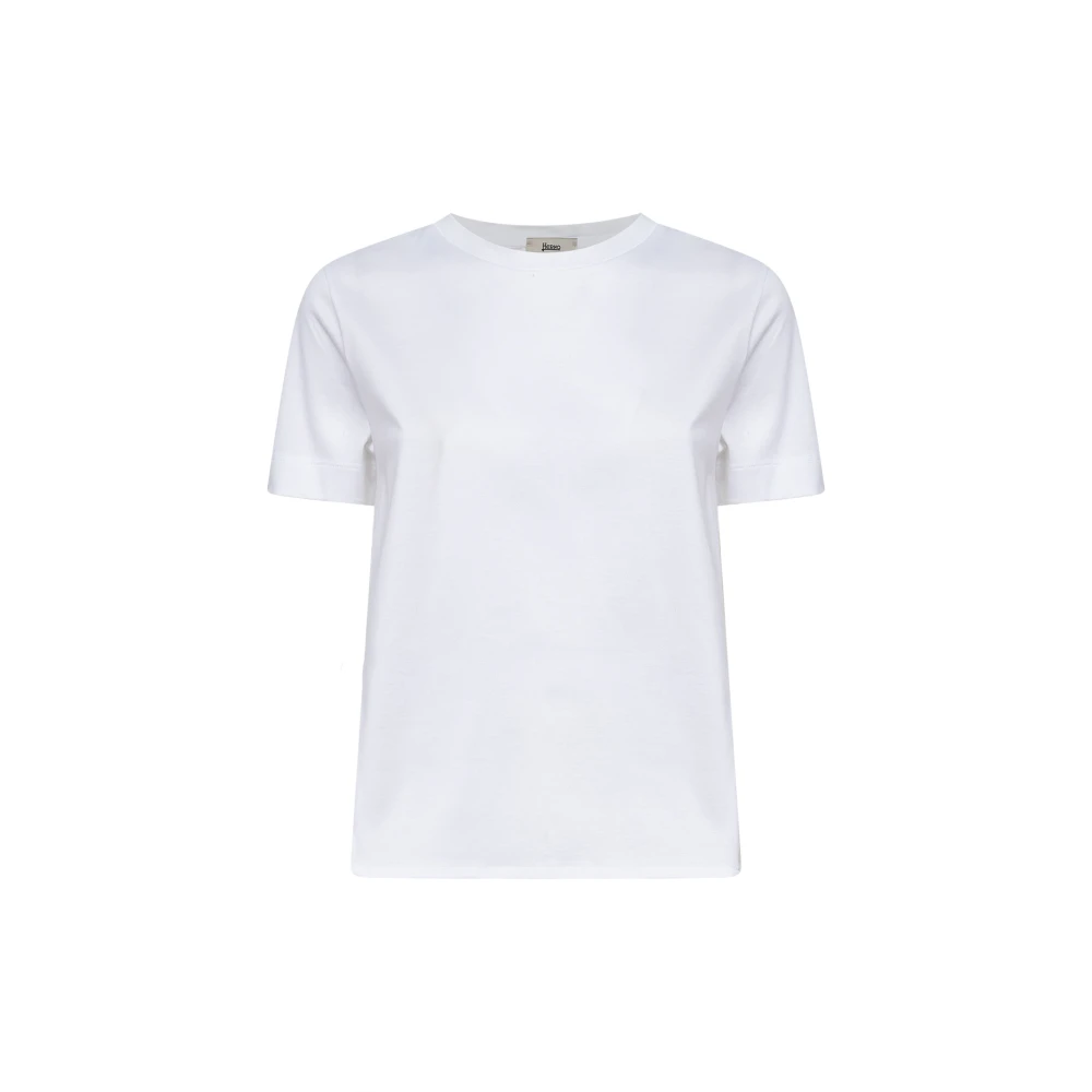Herno Vrouw Wit Tops Dames, L, Katoen, Cotton Jersey En New Techno Taffeta T-Shirt