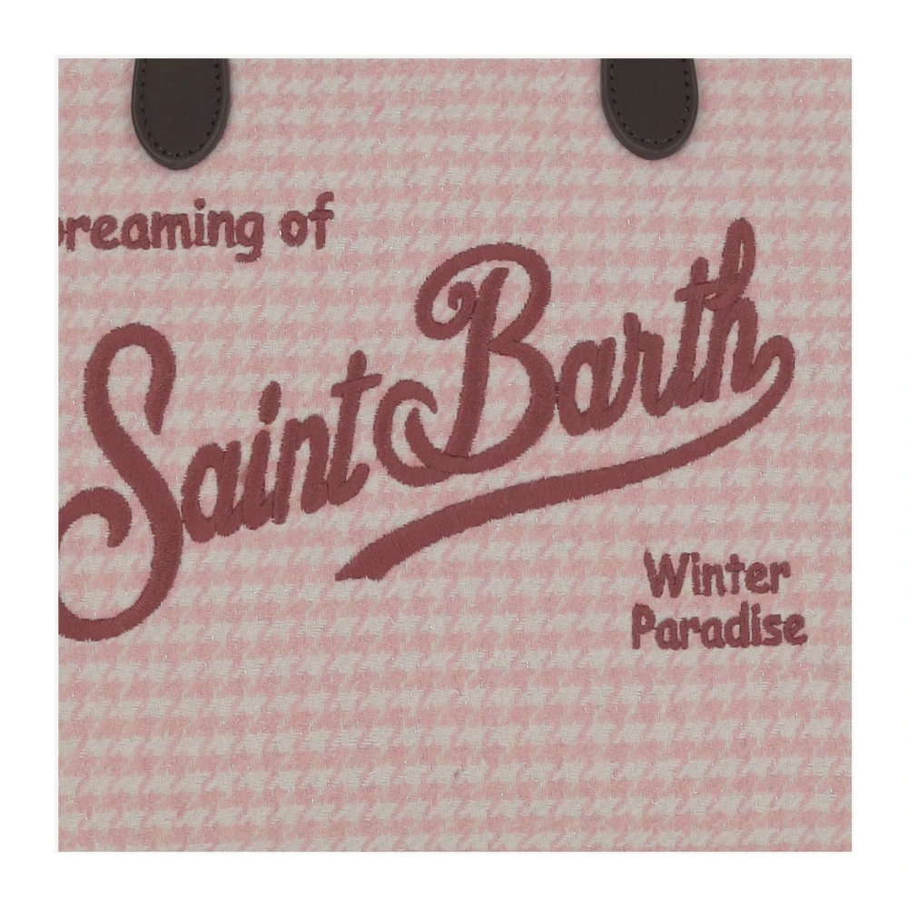 MC2 Saint Barth Fringed Houndstooth Schoudertas Pink Dames