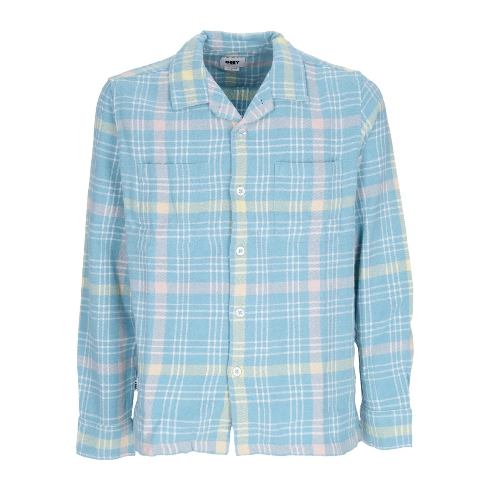 Obey Blauwe Flanellen Overhemd met Lange Mouwen Blue Heren