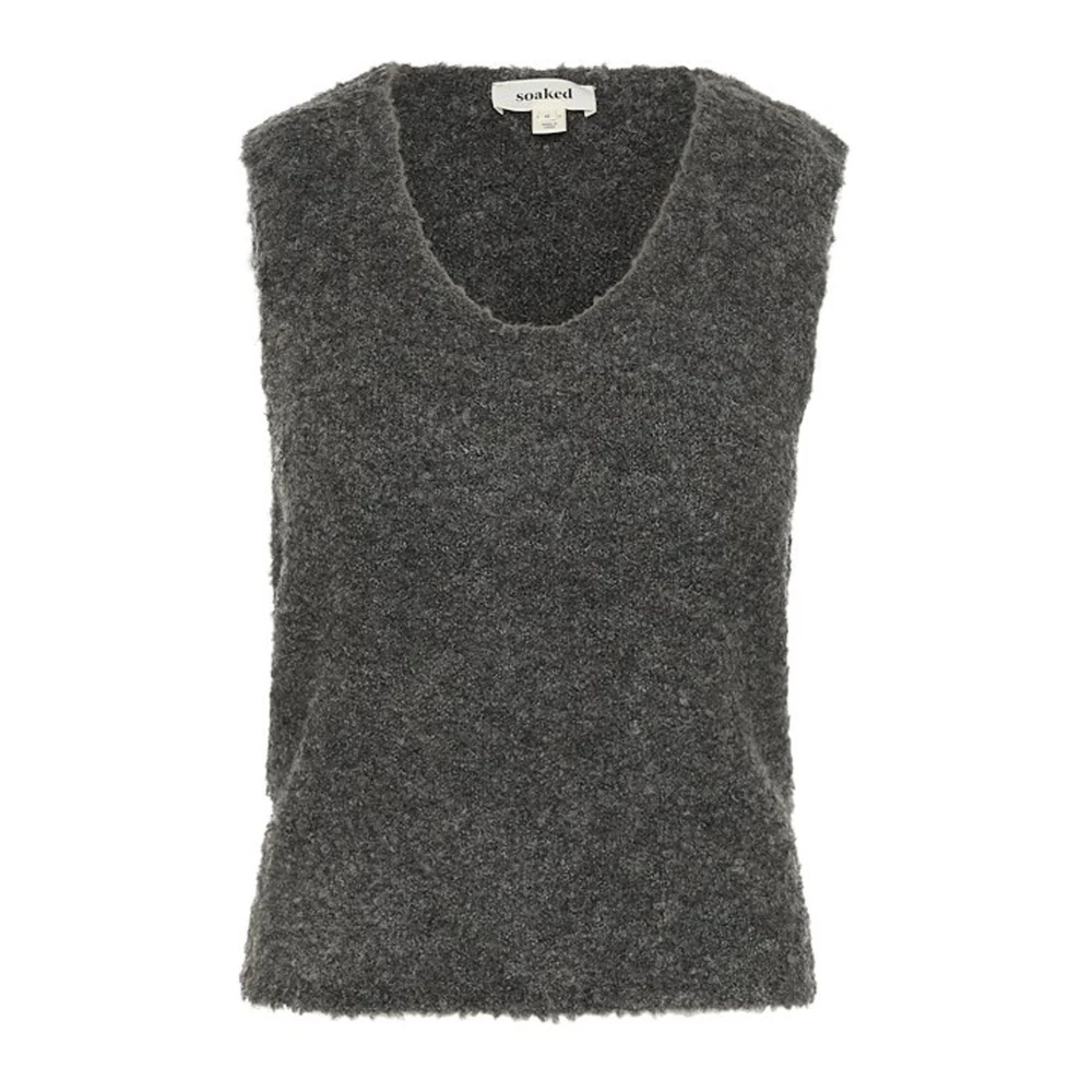 Soaked in Luxury Grijze Melange Gebreid Vest Slvenessa Stijl Gray Dames