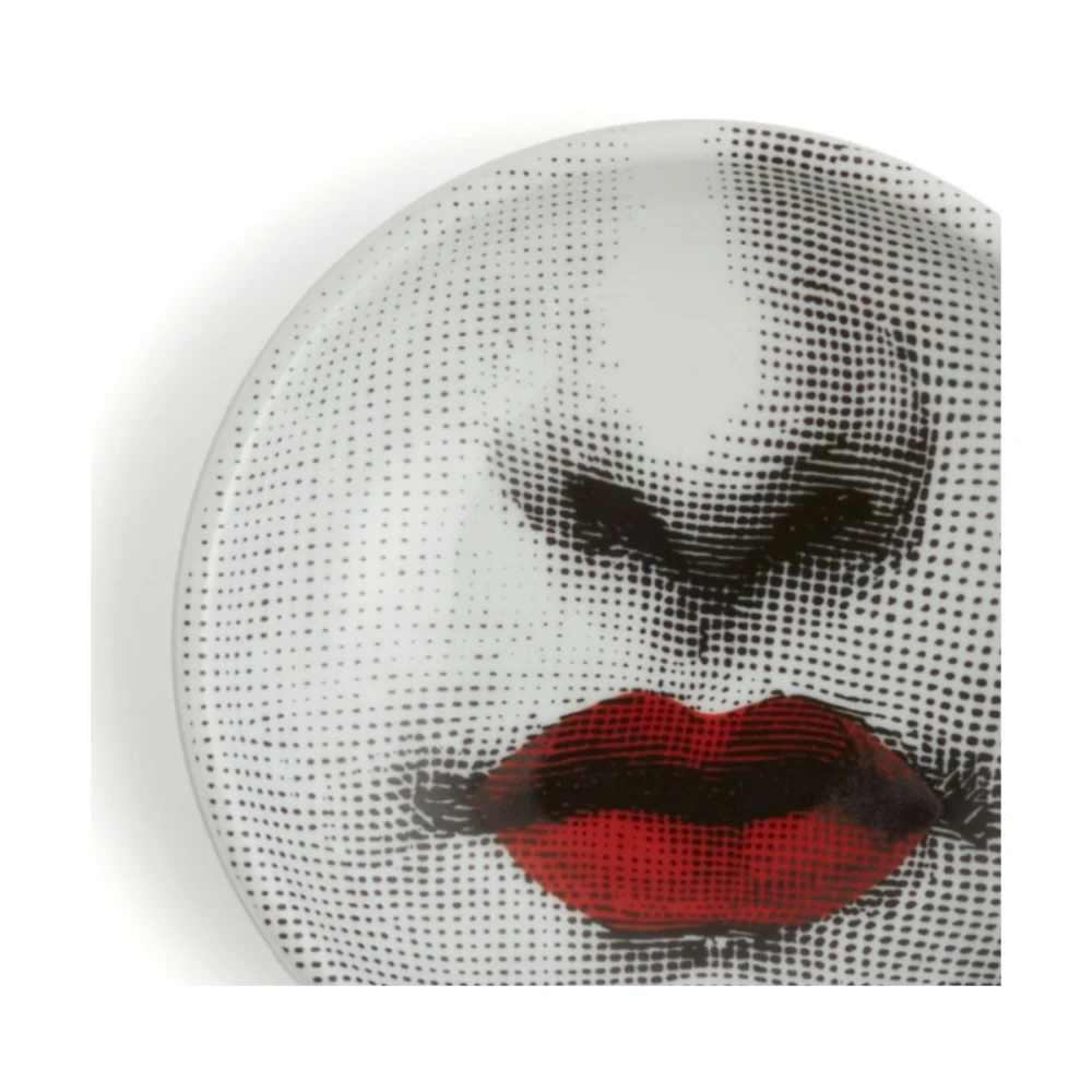 Fornasetti Zwart Rode Lippen Asbak Dienblad White Dames