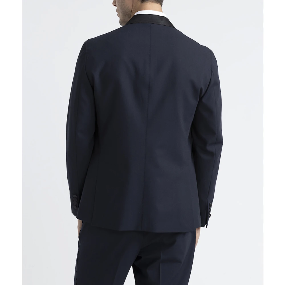 PESERICO Stretch technische wollen enkelborst avondtuxedo Blue Heren