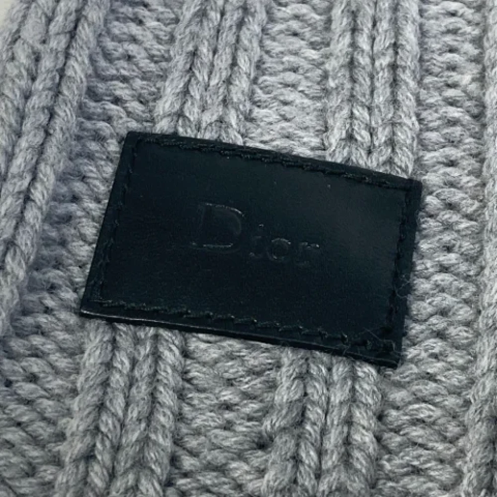 Dior Vintage Pre-owned Wool scarves Gray Dames