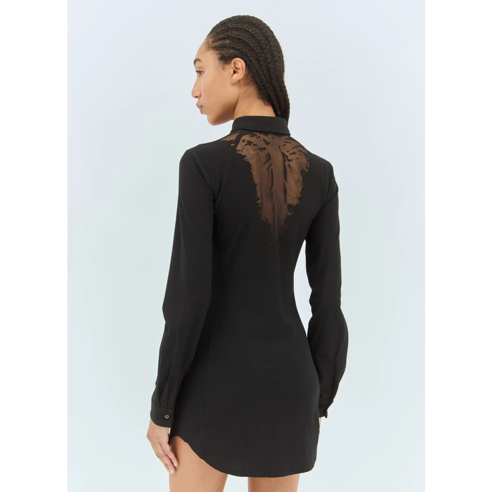 Diesel Doorschijnende Panel Jurk Black Dames