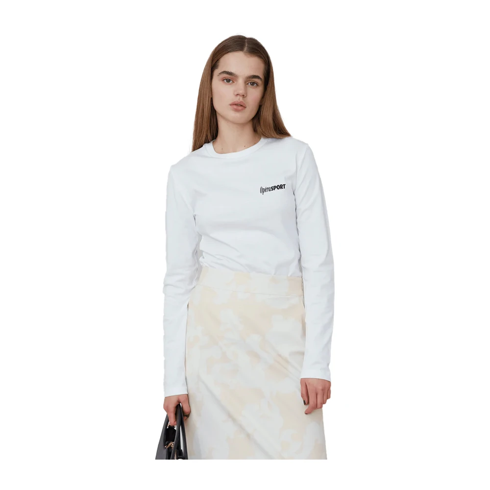 Opéra Sport Katoenen Longsleeve T-shirt White Dames