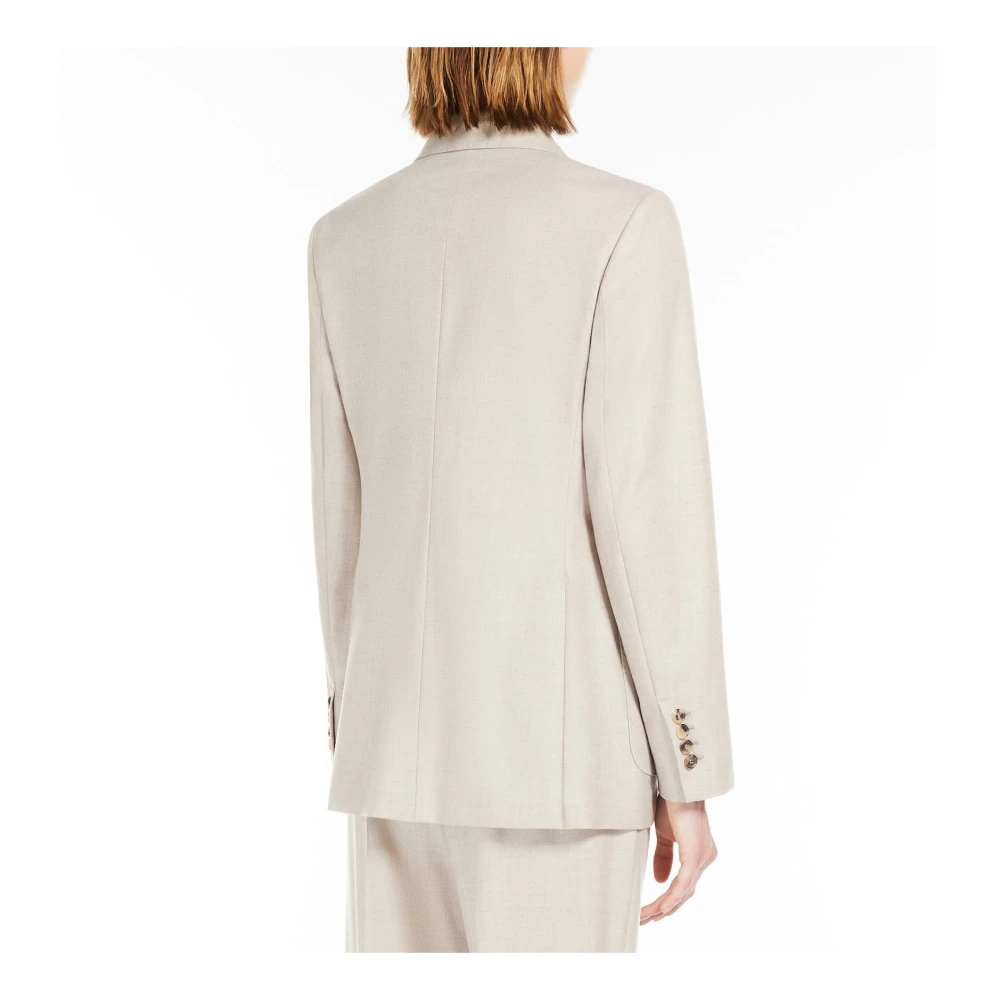 Max Mara Kasjmier Double-Breasted Jas met Peak Revers Beige Dames