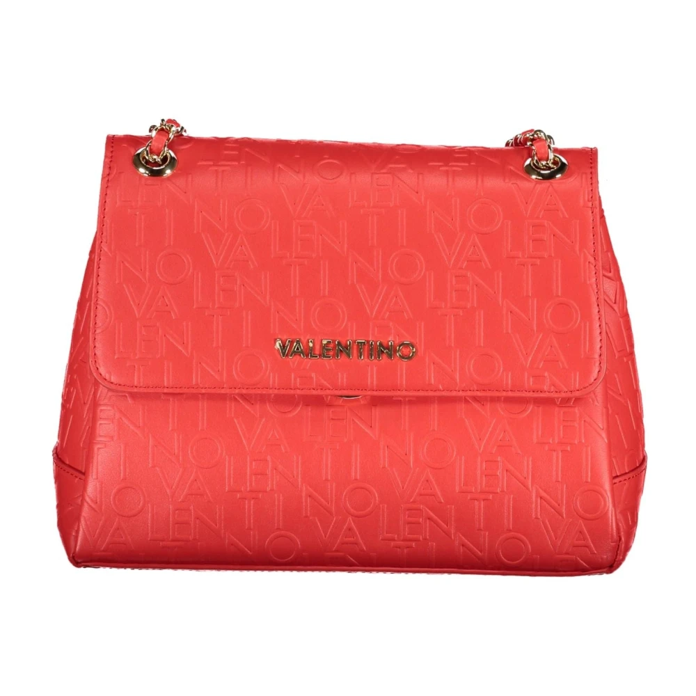 Valentino by Mario Valentino Rode Schoudertas met Ketting en Rits- en Knoopsluiting Red Dames