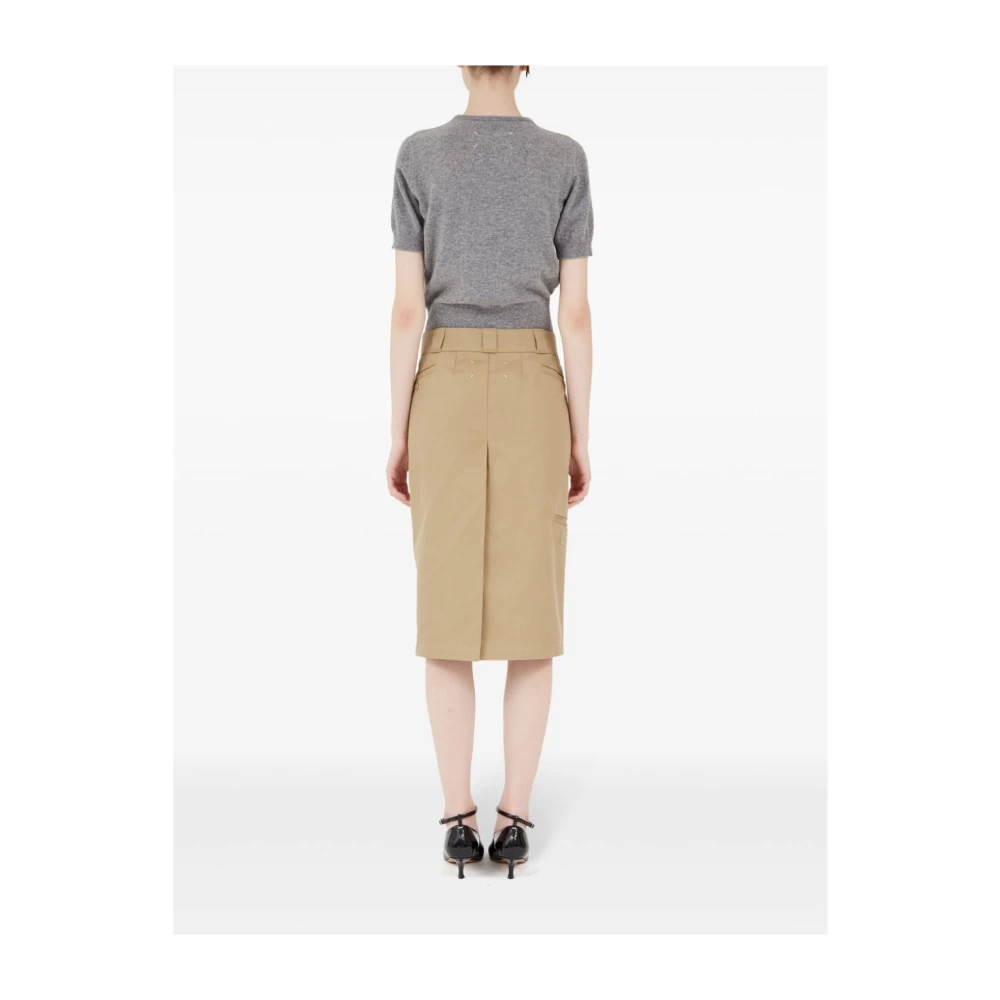 Maison Margiela Beige Katoenmix Rok met Split Brown Dames