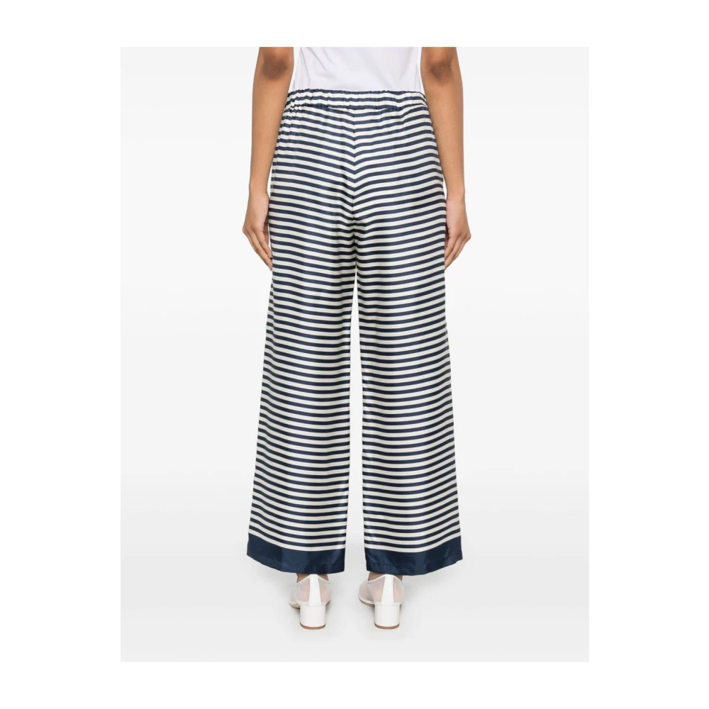 Max Mara Blauwe Gestreepte Broek met Elastische Tailleband Blue Dames