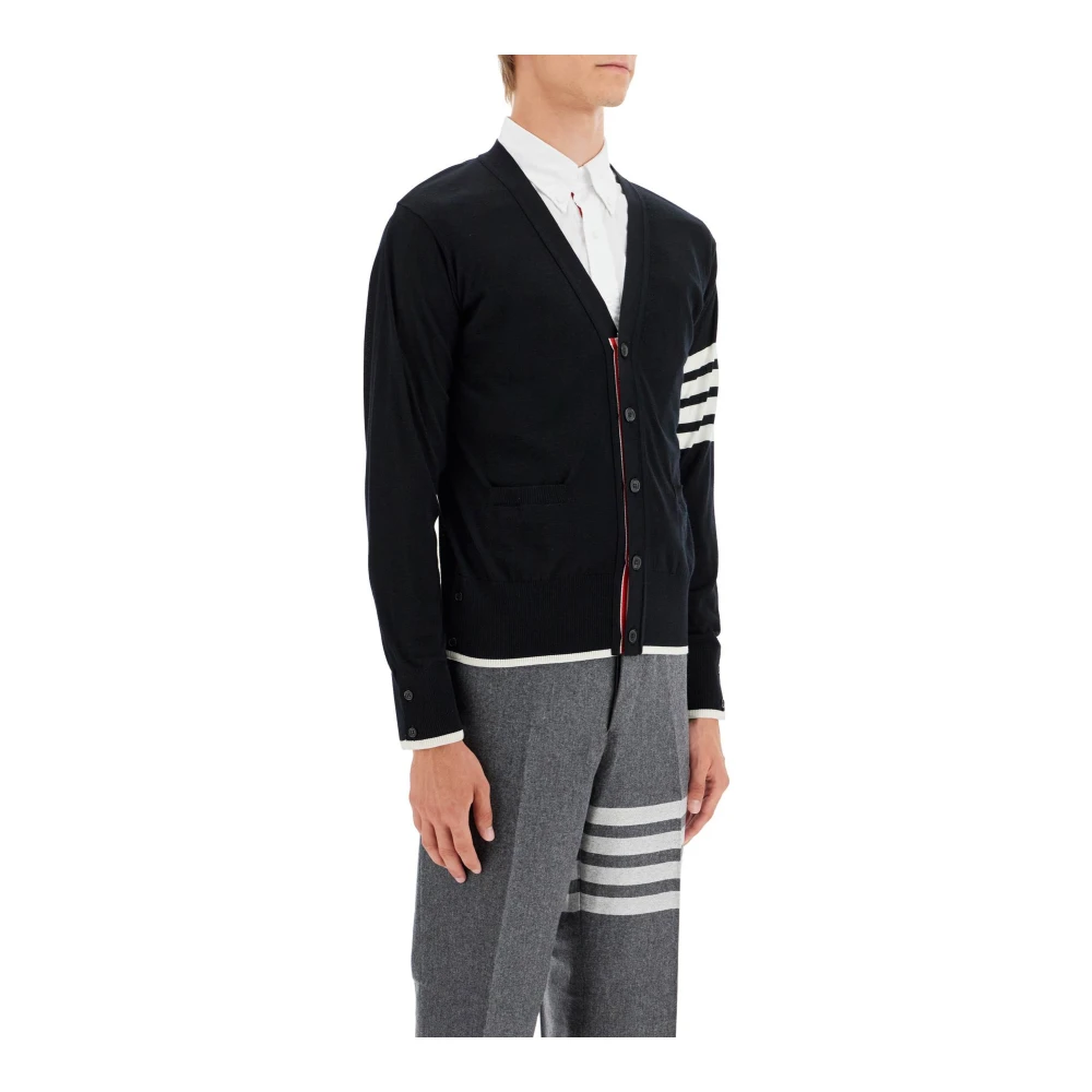 Thom Browne Klassieke V-hals Wollen Vest Vrouwen Black Heren