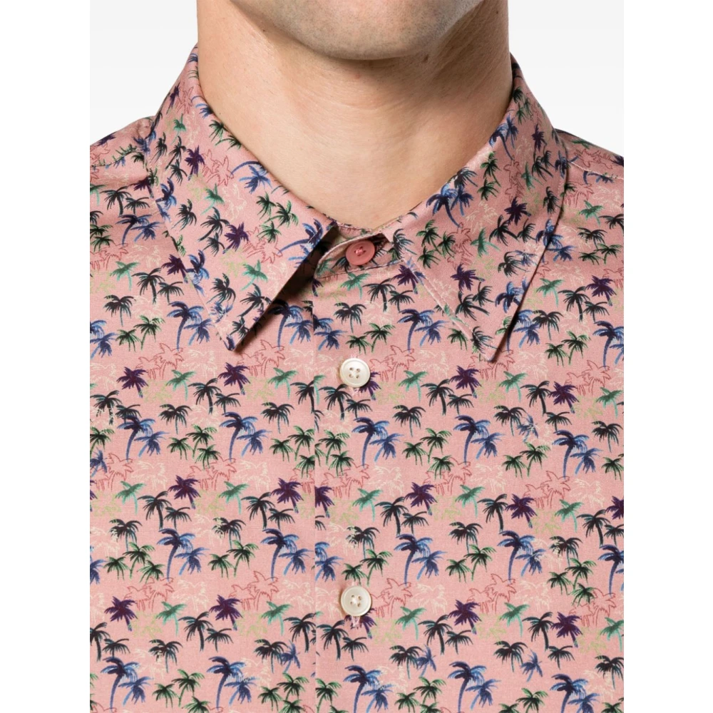PS By Paul Smith Short Sleeve Shirts Pink Heren