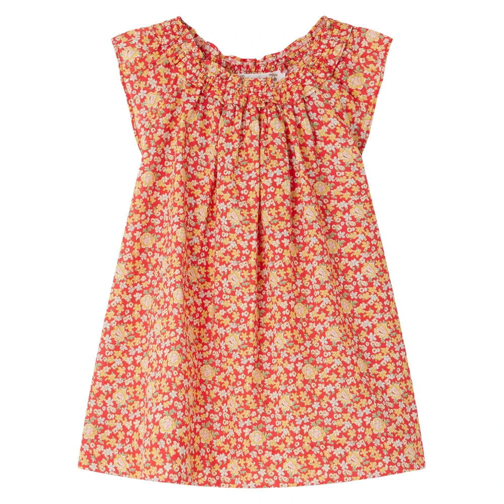 Bonpoint Girls Multicolor Dresses, 12 M, Red Goldina Dress For Baby