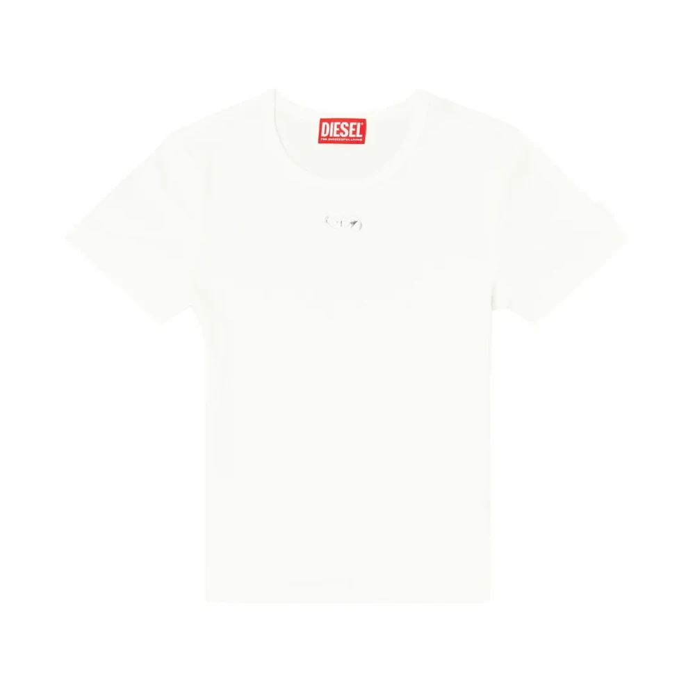 Diesel T-Shirts, Female, L, T-Ele-Long-Od T-Shirt White