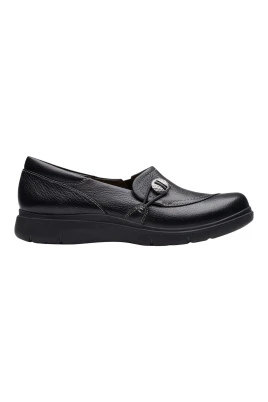 Svarta läder slip-on loafers för kvinnor
