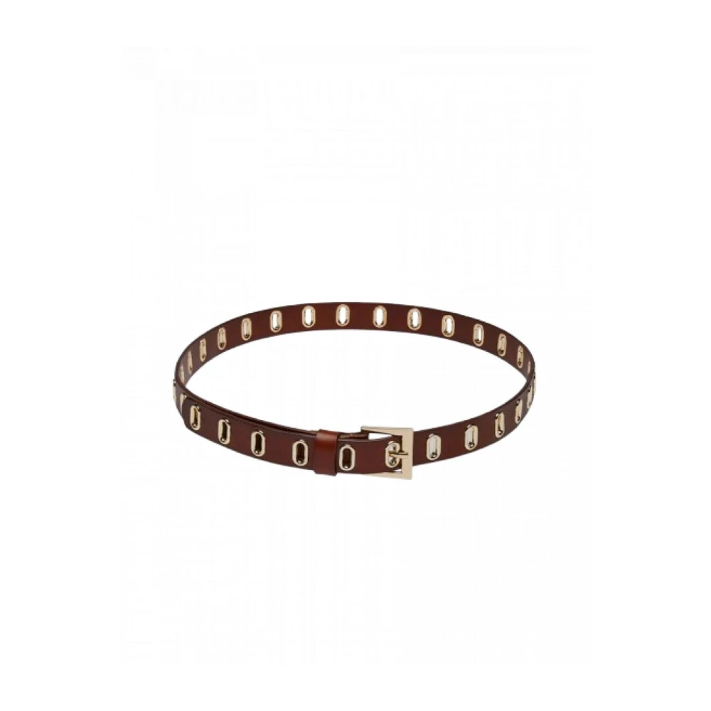 Pennyblack Leren riem met metalen details Brown Dames