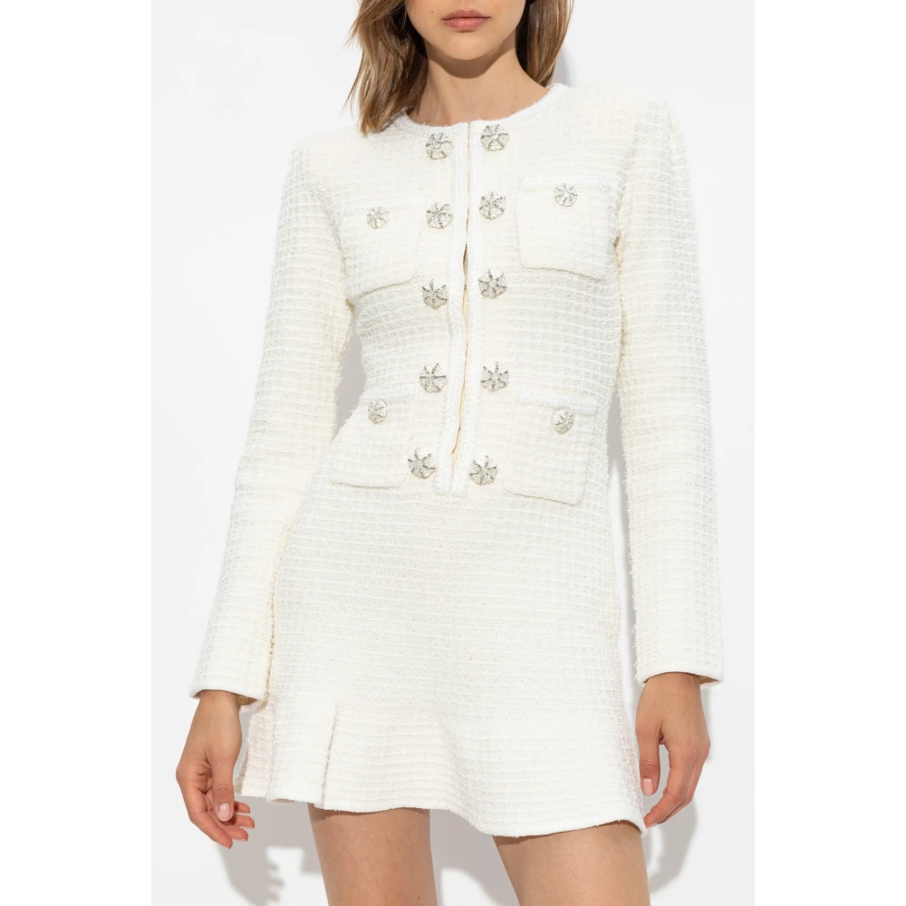 Self Portrait Tweed Jurk Beige Dames