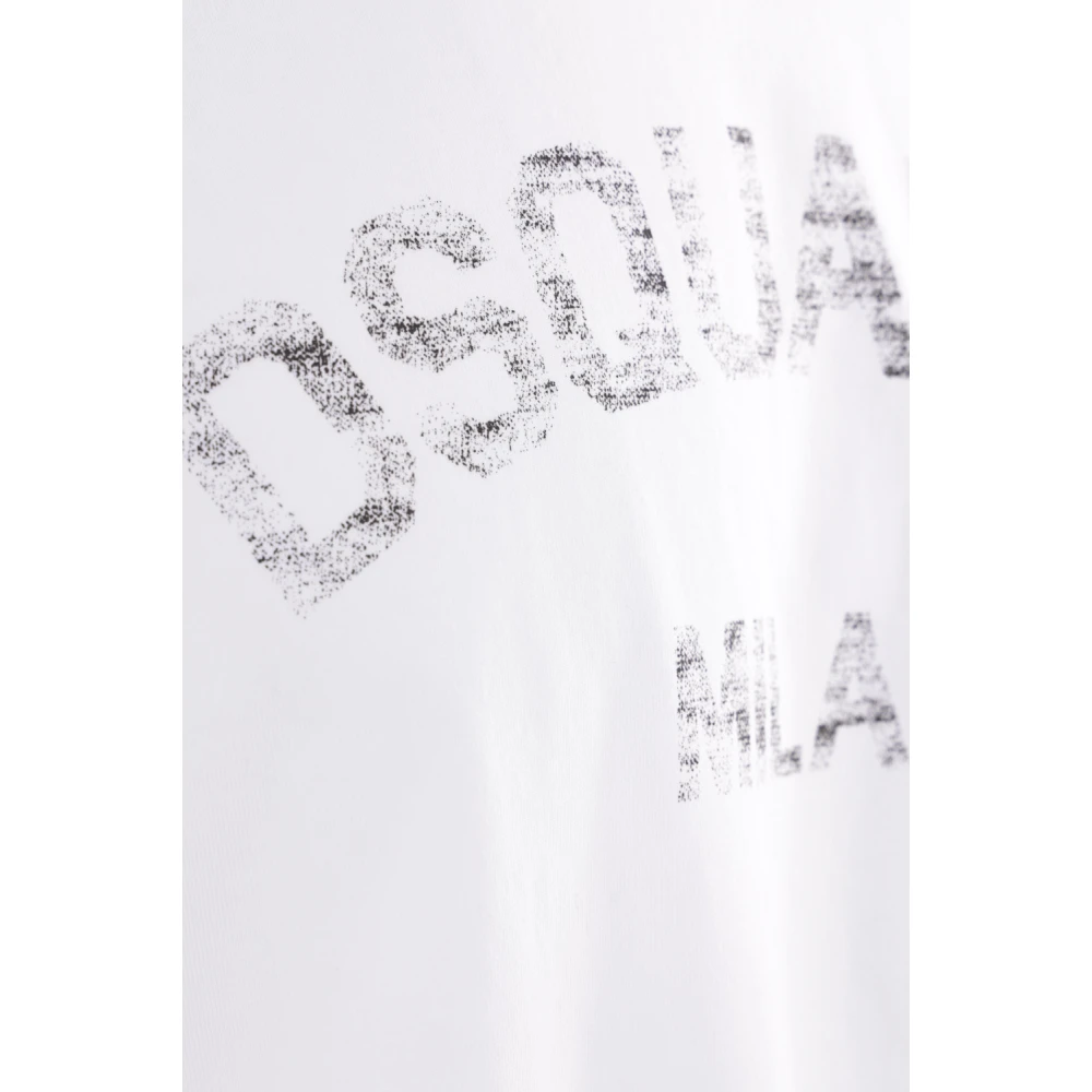 Dsquared2 Wit Jersey Katoen Logo Print T-shirt White Heren