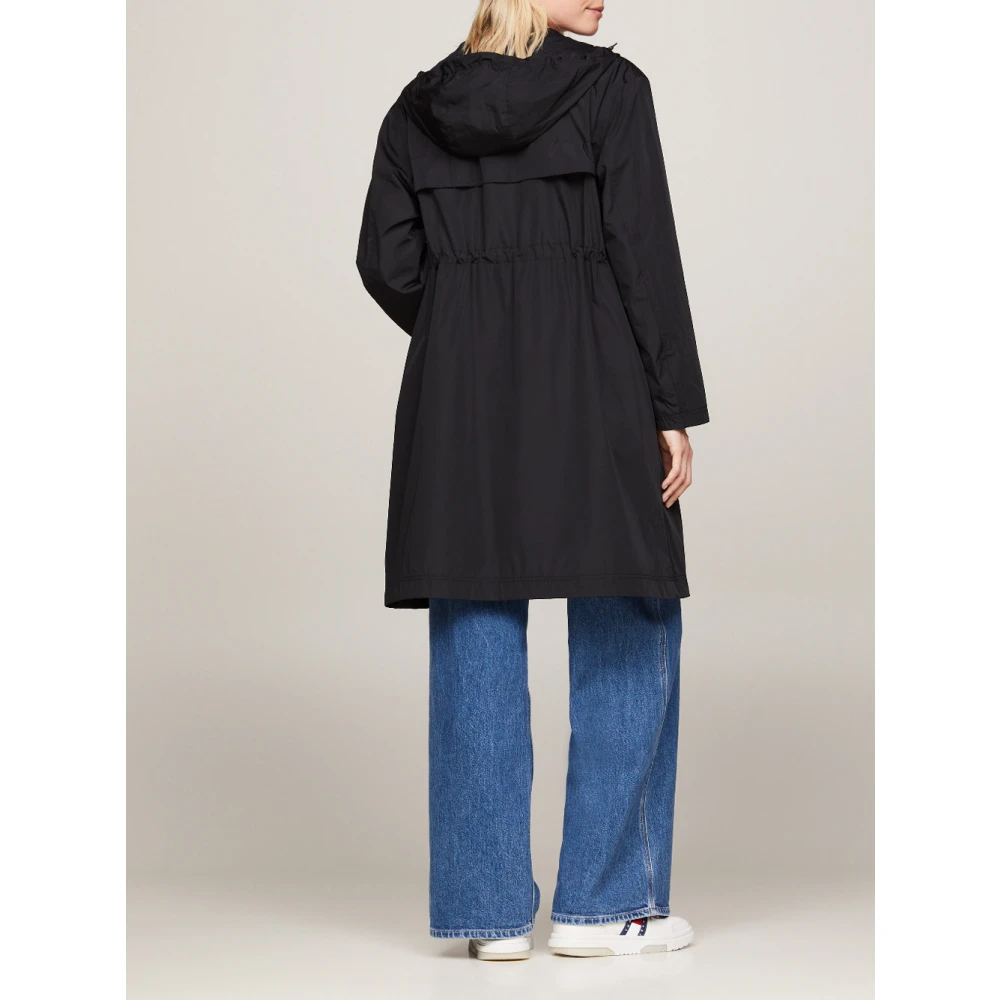 Tommy Jeans Zwarte technische trenchcoat met logo Black Dames