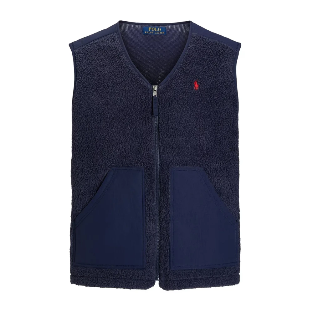 Polo Ralph Lauren Marinblå Hi-Pile Fleece Väst Jacka Blue, Herr