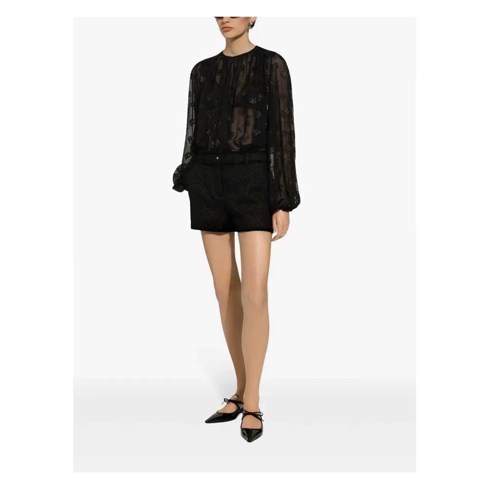 Dolce & Gabbana Zwarte Wollen Shorts Franse Zakken Black Dames