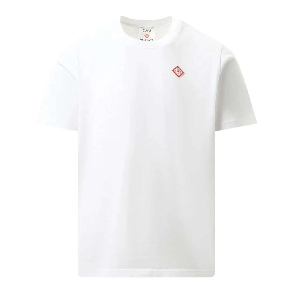 Casablanca Wit T-shirt met logo ronde hals White Heren