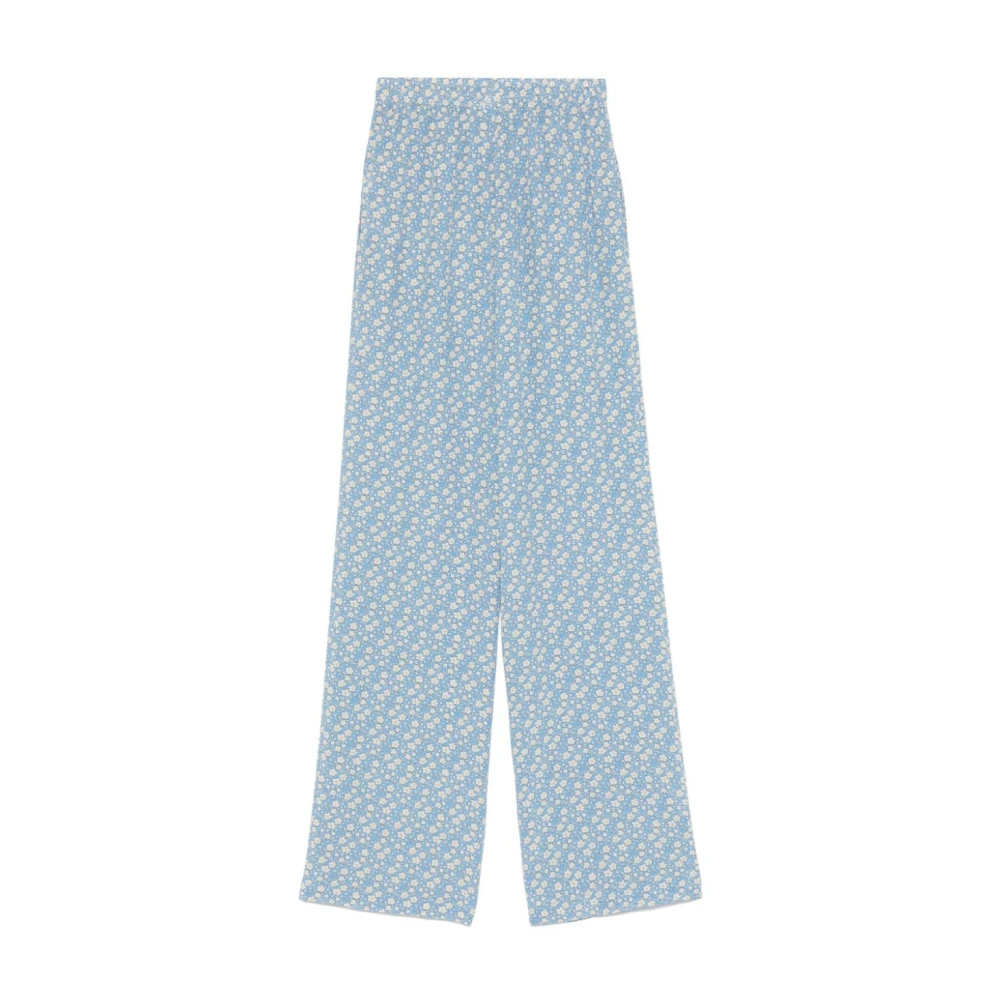 Ermanno Scervino Blauwe Zijden Trekkoordbroek Rechte Snit Blue Dames