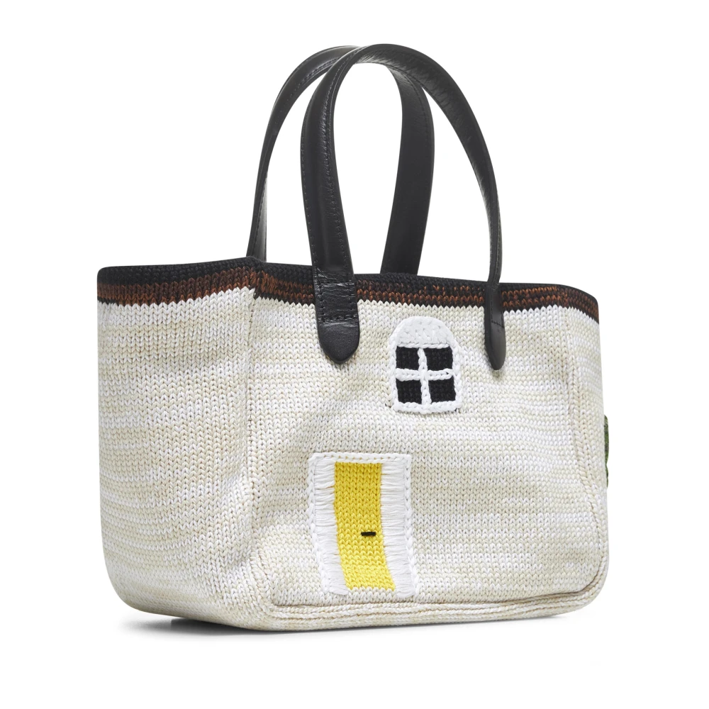 JW Anderson Beige Gebreide Tas met Kunstwerk Beige Dames