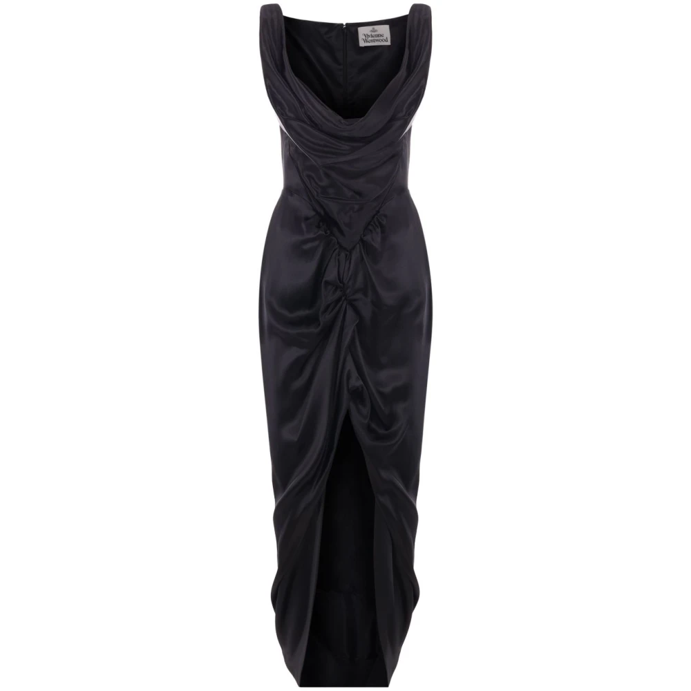 Vivienne Westwood Zwarte Gedrapeerde Cowl Neck Jurk Black Dames