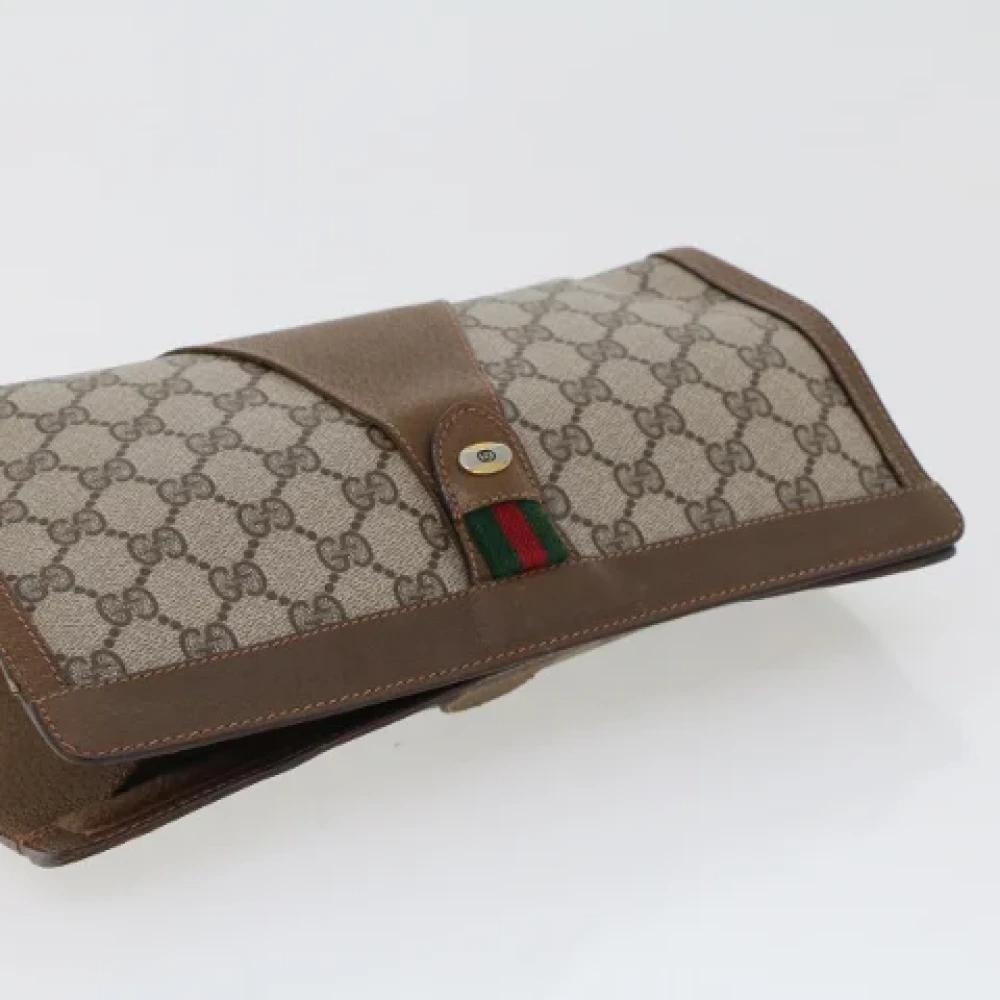 Gucci Vintage Pre-owned Canvas clutches Beige Dames