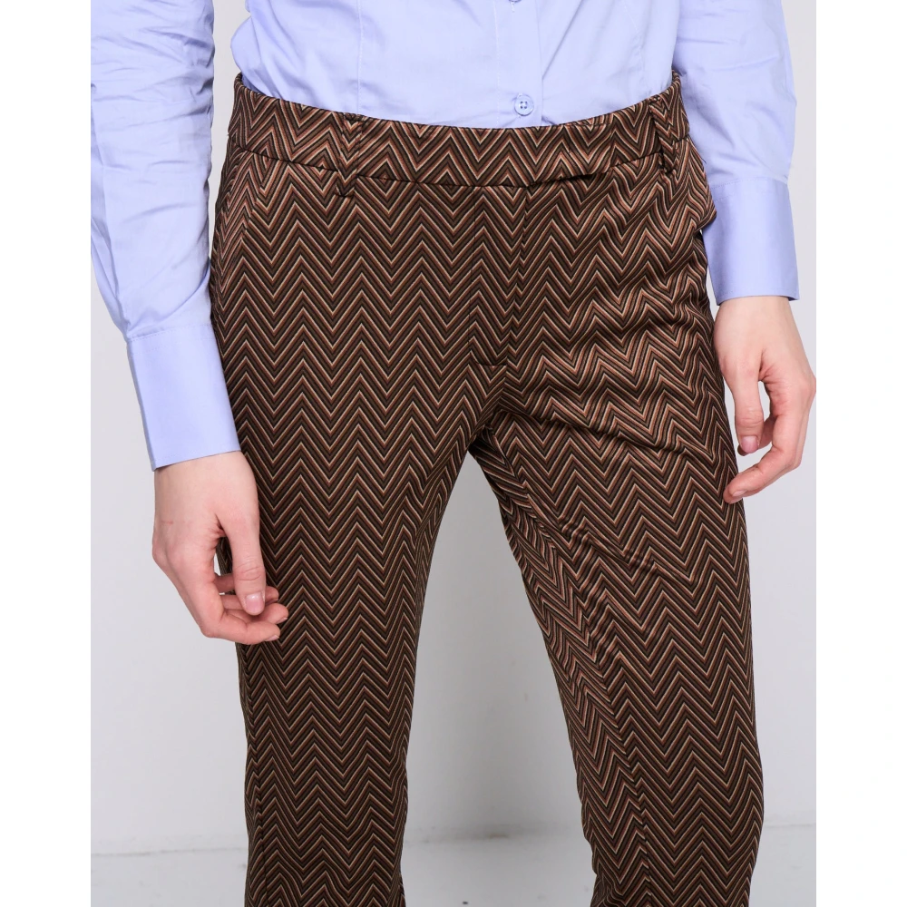 Silvian Heach Flare patroon broek met riem Brown Dames