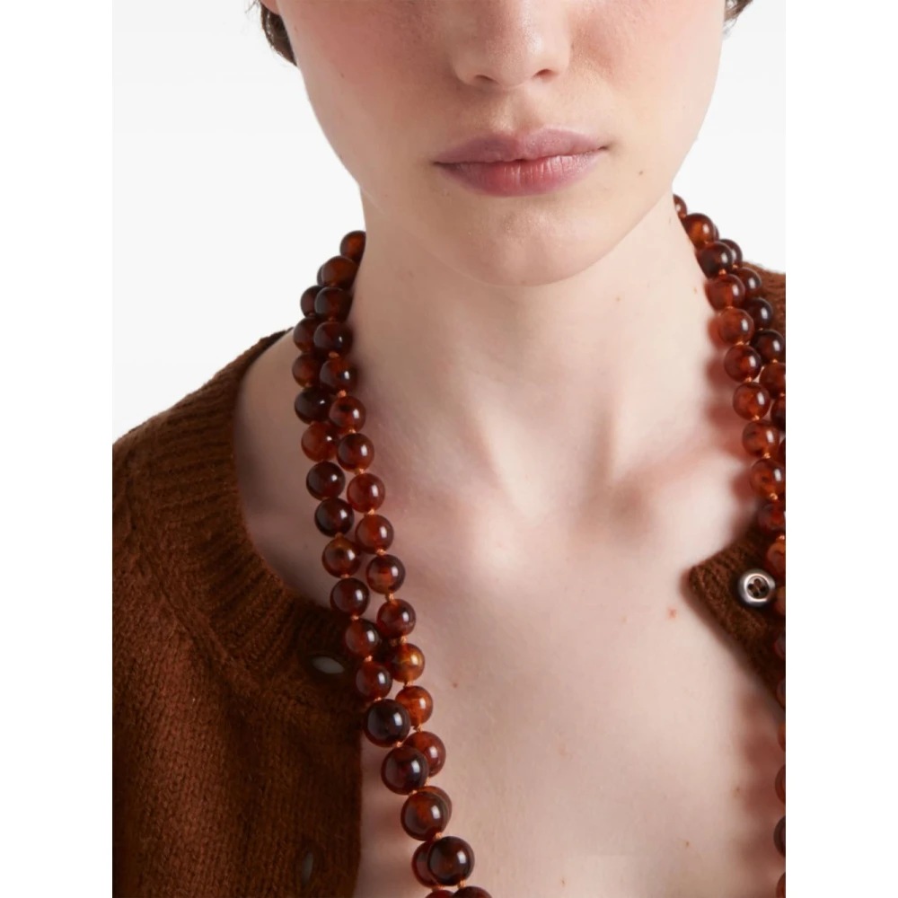 Prada Bruine Gebreide Kleding Driehoek Logo Vest Brown Dames