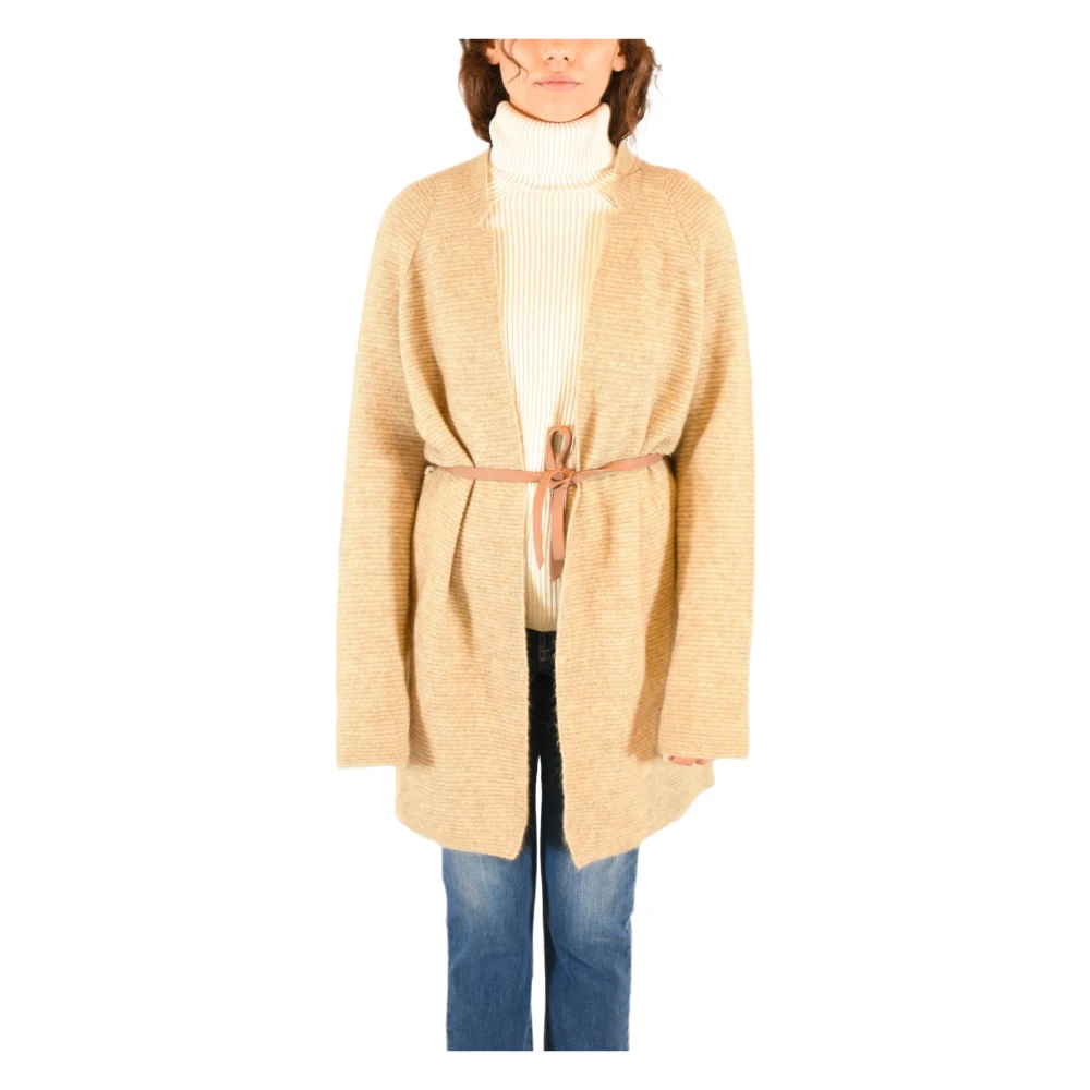 Kangra Women's Beige Alpaca Wool Shawl Collar Cardigan Coat - Cardigans - M - Knitwear