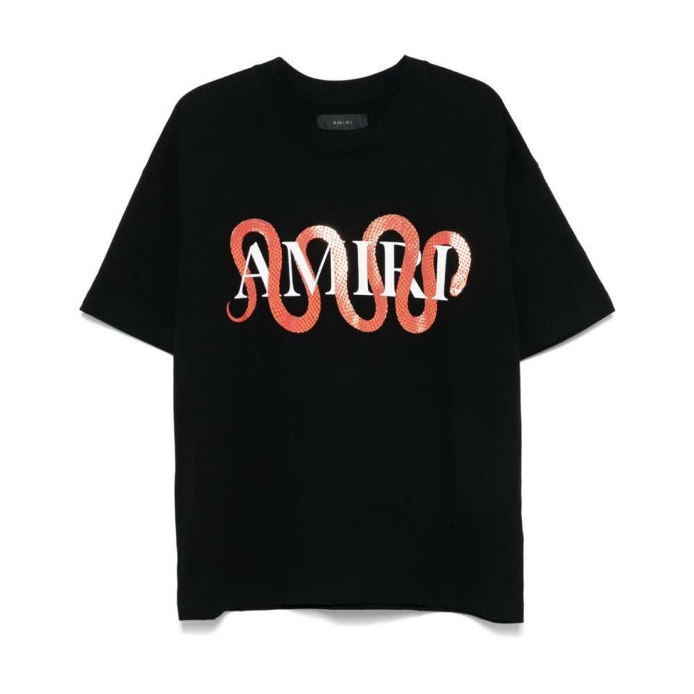 Amiri Zwarte Slang Grafische Katoenen T-shirt Black Heren