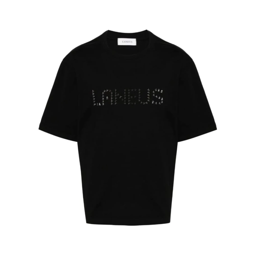 Laneus Studded Zwarte Katoenen T-shirt Black Heren