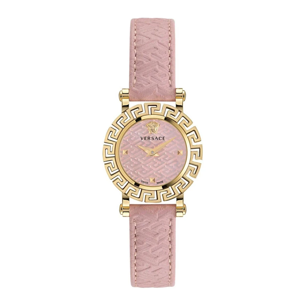 Versace Women's Pink/Gold Greca Glam Leather Watch