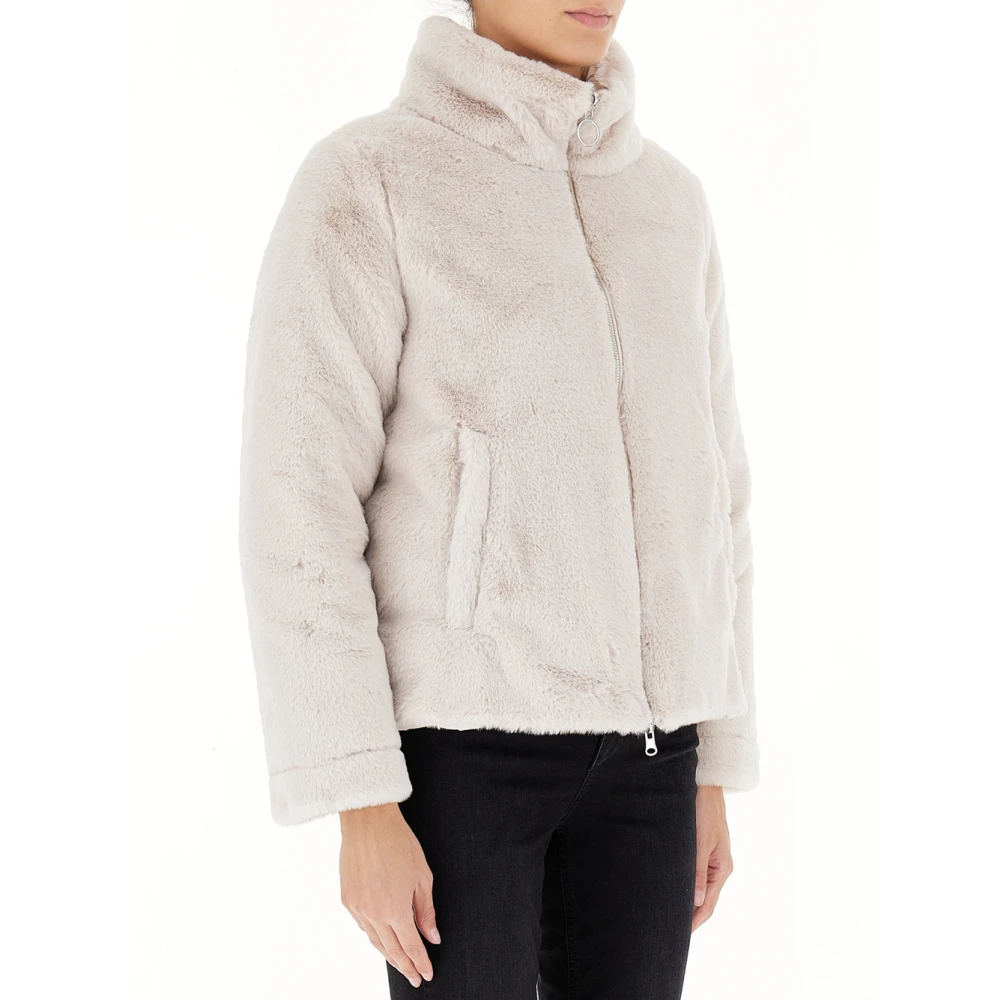 Colmar Omkeerbare hoge hals bont of gewatteerde jas Beige Dames