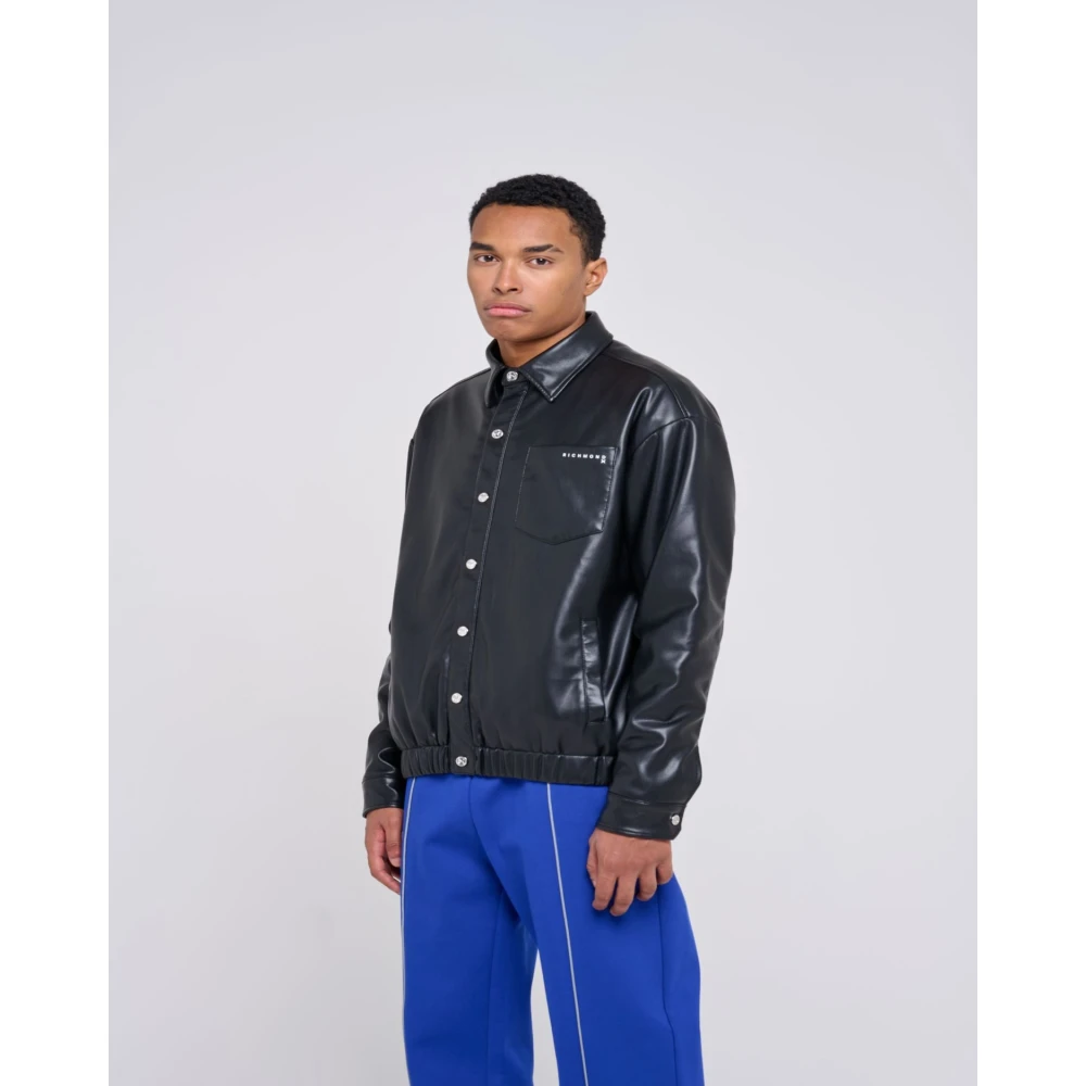 John Richmond Shirt van imitatieleer met zak Black Heren