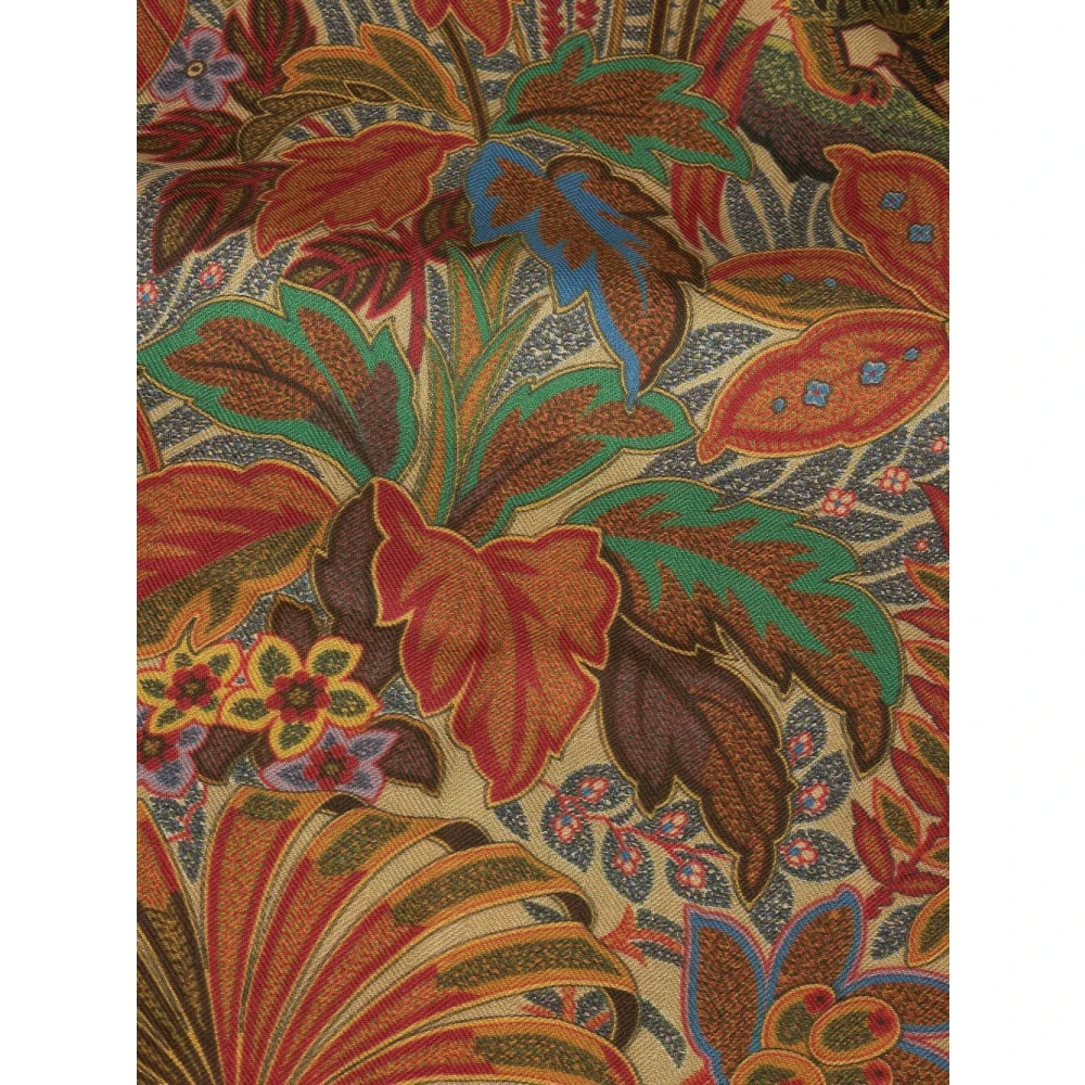 ETRO Bloemen Kasjmier Zijden Franje Sjaal Multicolor Dames